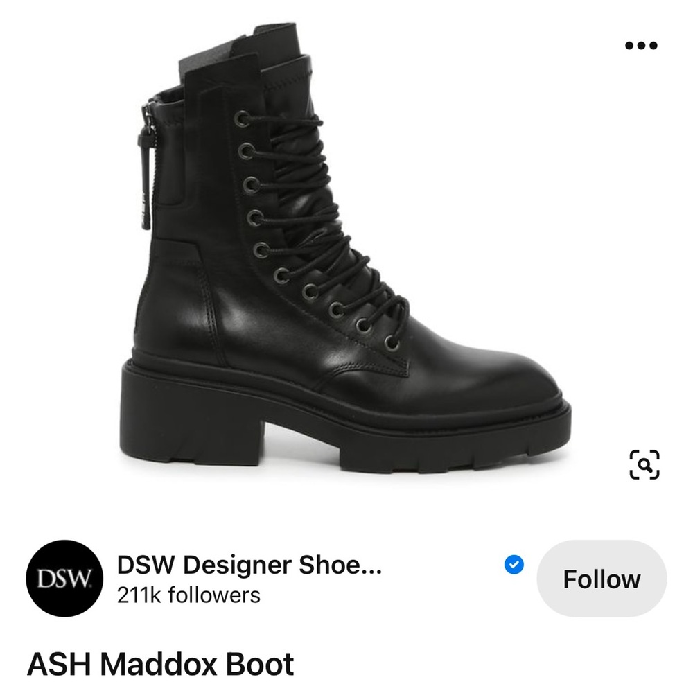 🖤 Size 38 ASH Maddox Black Combat Boot